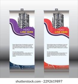 Roll-up brochure template vector, fondo abstracto, x-banner moderno, tamaño de rectángulo