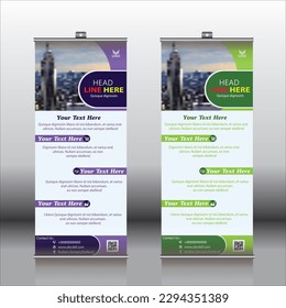 Roll-up brochure template vector, abstract background, modern x-banner, rectangle size