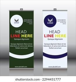 Roll-up brochure template vector, abstract background, modern x-banner, rectangle size