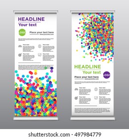 Rollup business brochure flyer banner design vertical template vector, cover presentation abstract geometric background, modern publication x-banner and flag-banner, layout in rectangle size.