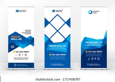 Roll-up design banner, creative abstract background of triangles, banner for presentations, advertising of products and events, background for a brochure or booklet, advertising background