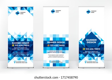 Roll-up design banner, creative abstract background of triangles, banner for presentations, advertising of products and events, background for a brochure or booklet, advertising background
