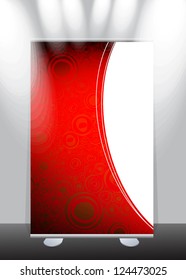 A roll-up display with stand banner template design, vector illustration.