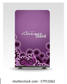 a roll-up display with stand banner template design, vector illustration.