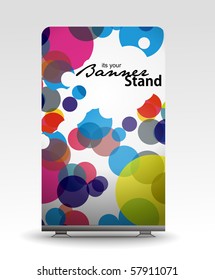 a roll-up display with stand banner template design, vector illustration.