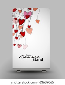 a rollup display with stand banner template design, vector illustration.