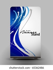 a rollup display with stand banner template design, vector illustration.