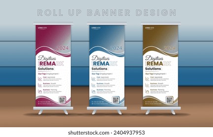 Roll-up leaflet brochure vector business template layout, pull-up style, distinct banner design, cost of printing, corporate business brochure, imaginative A modern, abstract vector plaster corridor