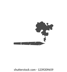 Roll-up marijuana, vector illustration, flat silhouette, logo, cigarette, cant