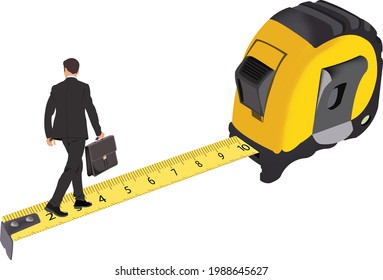 roll-up meter for measuring with people balanced above