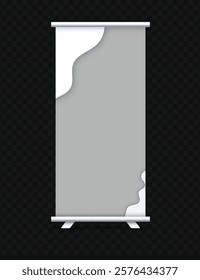 Roll-up standee display banner mockup featuring a sleek and modern design. Ideal for branding, promotions, and event advertisements with a professional, customizable layout.