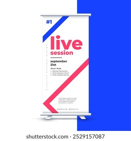 rollup standee display paper template for corporate seminar vector