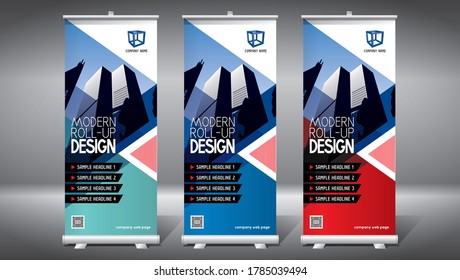 Roll-up template, design (85x200 cm) - modern office buildings, skyscrapers