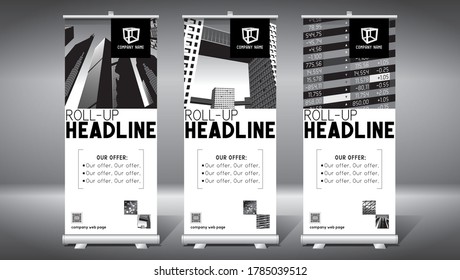 Roll-up template, design (85x200 cm) - modern office buildings, skyscrapers