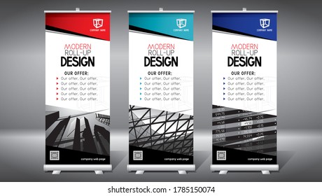 Roll-up template, design (85x200 cm) - modern office buildings, skyscrapers