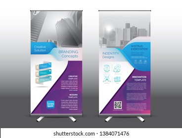 RollUp template vector illustration, Designed for style applied to the expo. Publicity banners, business model vertical.