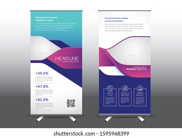 RollUp template vector illustration, Designed for style applied to the expo. Publicity banners, business model vertical.