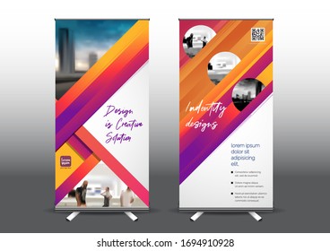 RollUp template vector illustration, Designed for style applied to the expo. Publicity banners, business model vertical.