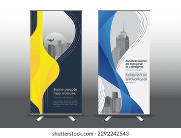 RollUp template vector illustration, Designed for style applied to the expo. Publicity banners, business model vertical.