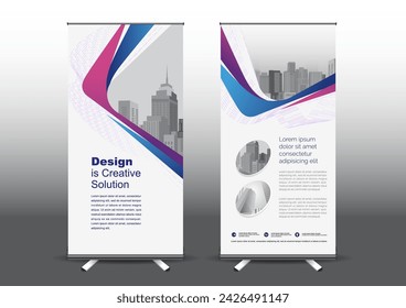 RollUp template vector illustration, Designed for style applied to the expo. Publicity banners, business model vertical.