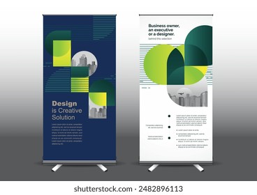 RollUp template vector illustration, Designed for style applied to the expo. Publicity banners, business model vertical.