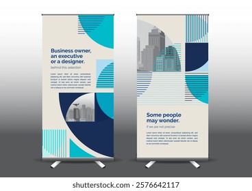 RollUp template vector illustration, Designed for style applied to the expo. Publicity banners, business model vertical.