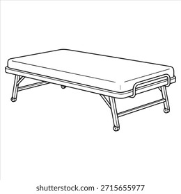 Página para colorear de arte de línea de Vector de ilustración de cama plegable