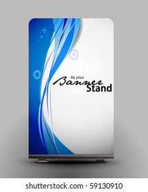 a rolup display with stand banner template design, vector illustration.