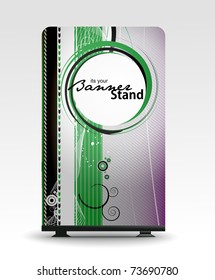 a rolup display with stand banner template design, vector illustration.