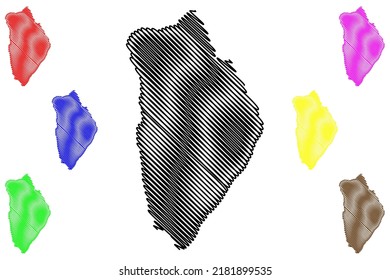 Rolvsoy island (Kingdom of Norway) map vector illustration, scribble sketch Rolvsoya or Gadde-Iccat map