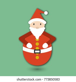 Roly Poly toy Santa Claus. Flat card for Christmas and New Year.