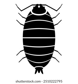 Roly poli woodlouse porcellio scaber ícone de xilope preto cor vetor ilustração imagem estilo plano