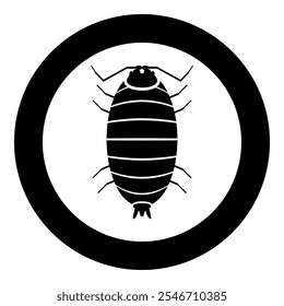 Roly poly woodlouse porcellio scaber woodruff icon in circle round black color vector illustration image solid outline style