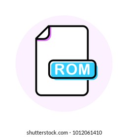 ROM file format, extension color line icon. Vector illustration