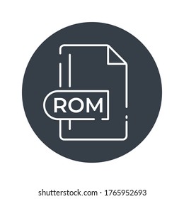 ROM File Format Icon. ROM extension filled icon.