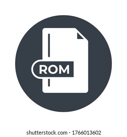 ROM File Format Icon. ROM extension filled icon.