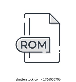 ROM File Format Icon. ROM extension line icon.