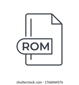 ROM File Format Icon. ROM extension line icon.