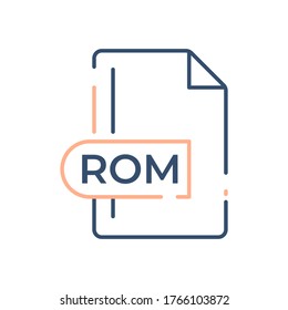 ROM File Format Icon. ROM extension line icon.