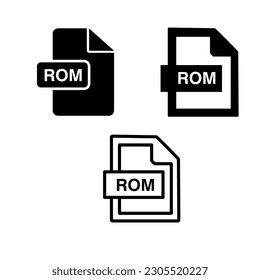 ROM File Format Icon. ROM extension icon set vector illustration on white background..eps