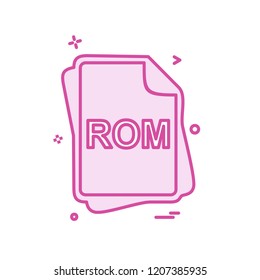 ROM file type icon design vector
