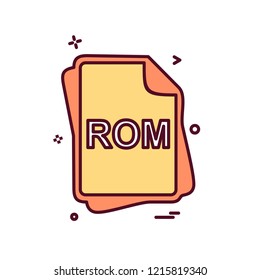 ROM file type icon design vector