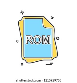 ROM file type icon design vector