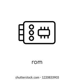 Rom icon. Trendy modern flat linear vector Rom icon on white background from thin line hardware collection, editable outline stroke vector illustration