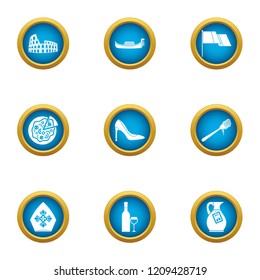 Rom icons set. Flat set of 9 rom vector icons for web isolated on white background