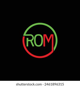 ROM letter logo design with black background