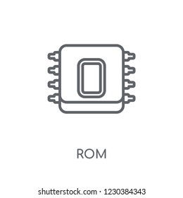 Rom linear icon. Modern outline Rom logo concept on white background from hardware collection. Suitable for use on web apps, mobile apps and print media.