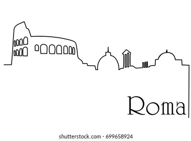  Roma city one line drawing background