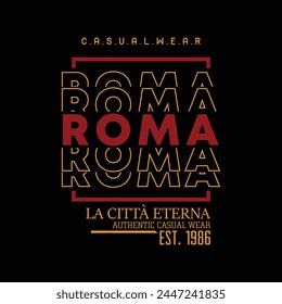 Roma City typography design and illustration vector for t shirt design