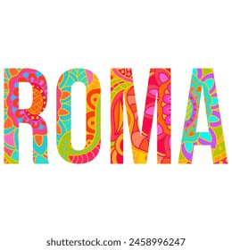 Roma creative city name vector illustration